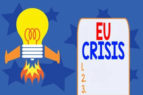 Writing note showing Eu Crisis. Business photo showcasing eurozone state unable Illustration