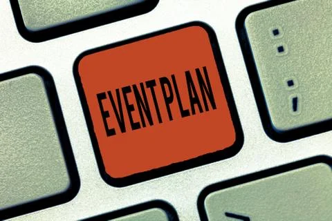 Writing note showing Event Plan. Business photo showcasing Process of Foto stock