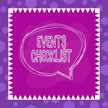 Writing note showing Events Checklist. Business photo showcasing invaluable tool Ilustração Stock