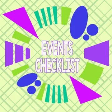 Writing note showing Events Checklist. Business photo showcasing invaluable tool Ilustração Stock