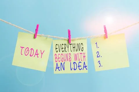 Writing note showing Everything Begins With An Idea. Business photo showcasing Foto stock