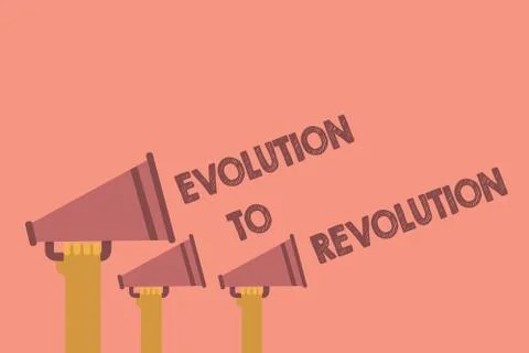 Writing note showing Evolution To Revolution. Business photo showcasing adapt Foto stock