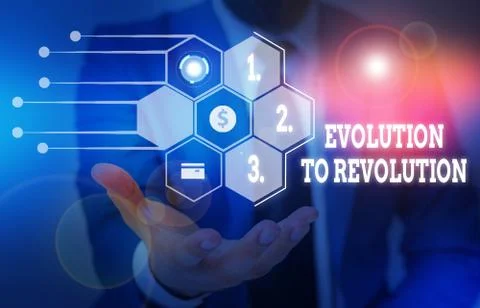 Writing note showing Evolution To Revolution. Business photo showcasing adapting 写真素材