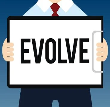 Writing note showing Evolve. Business photo showcasing develop gradually Improve Stockillustratie
