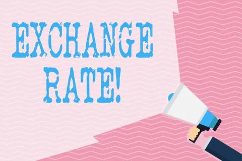 Writing note showing Exchange Rate. Business photo showcasing value of one Stock Illustration
