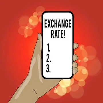 Writing note showing Exchange Rate. Business photo showcasing value of one Stock Illustration