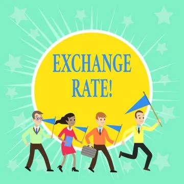 Writing note showing Exchange Rate. Business photo showcasing value of one Stock Illustration