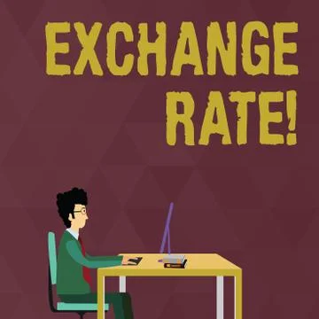 Writing note showing Exchange Rate. Business photo showcasing value of one Stock Illustration