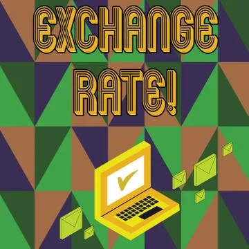 Writing note showing Exchange Rate. Business photo showcasing value of one Stock Illustration