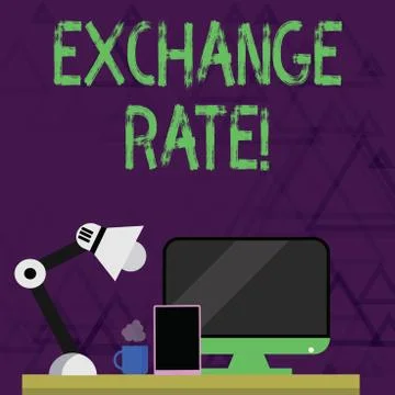 Writing note showing Exchange Rate. Business photo showcasing value of one Ilustración de archivo