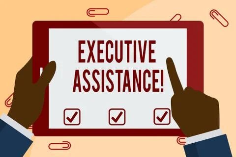 Writing note showing Executive Assistance. Business photo showcasing focus on Stock Illustration