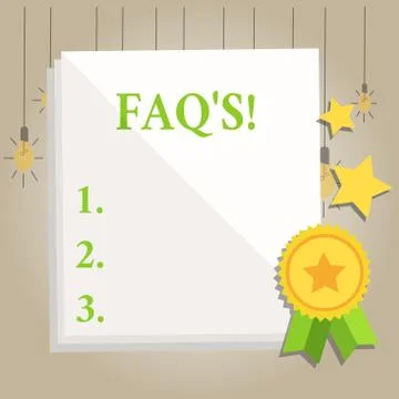 Writing note showing Faq S. Business photo showcasing list of questions and Stock Illustration