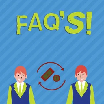 Writing note showing Faq S. Business photo showcasing list of questions and Illustrazione stock