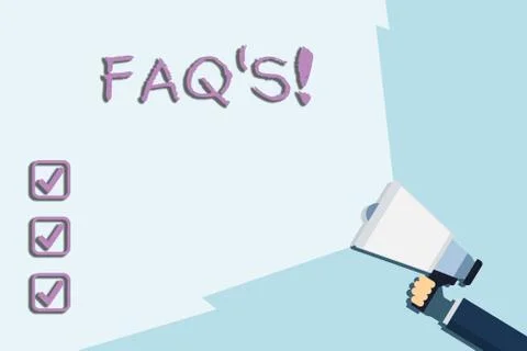 Writing note showing Faq S. Business photo showcasing list of questions and 스톡 일러스트