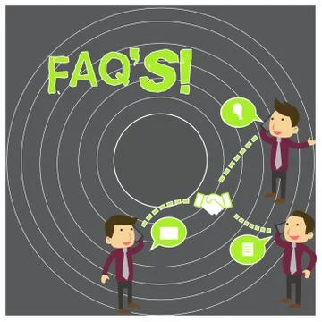 Writing note showing Faq S. Business photo showcasing list of questions and Illustrazione stock