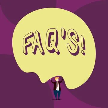 Writing note showing Faq S. Business photo showcasing list of questions and Illustrazione stock