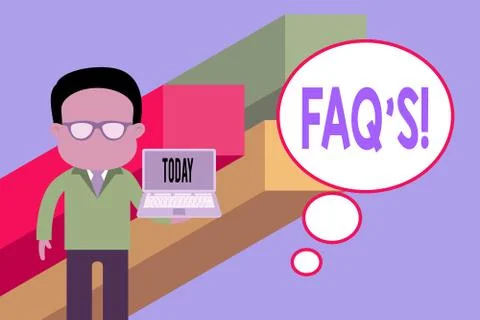 Writing note showing Faq S. Business photo showcasing list of questions and 스톡 일러스트