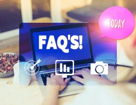 Writing note showing Faq S. Business photo showcasing list of questions and Foto stock