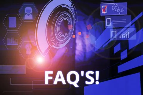 Writing note showing Faq S. Business photo showcasing list of questions and Foto stock