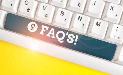 Writing note showing Faq S. Business photo showcasing list of questions and Foto stock