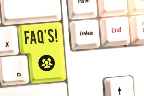 Writing note showing Faq S. Business photo showcasing list of questions and Stock Photos