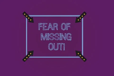 Writing note showing Fear Of Missing Out. Business photo showcasing Afraid of Stock Illustration