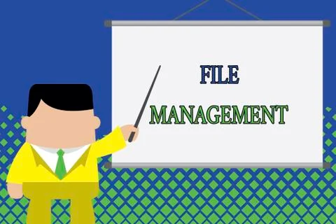 Writing note showing File Management. Business photo showcasing computer program Stock Illustration