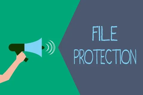 Writing note showing File Protection. Business photo showcasing Preventing Illustrazione stock