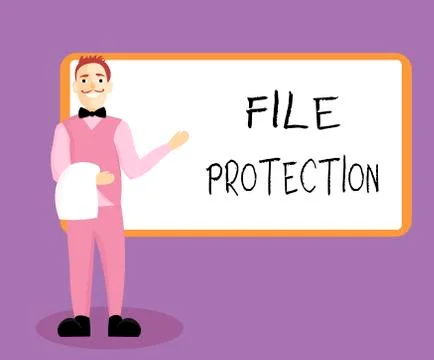 Writing note showing File Protection. Business photo showcasing Preventing Illustrazione stock