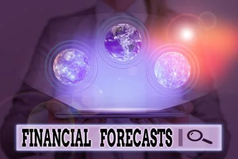 Writing note showing Financial Forecasts. Business photo showcasing estimate of Stock Photos