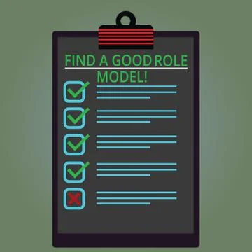 Writing note showing Find A Good Role Model. Business photo showcasing Look for Stock Illustration