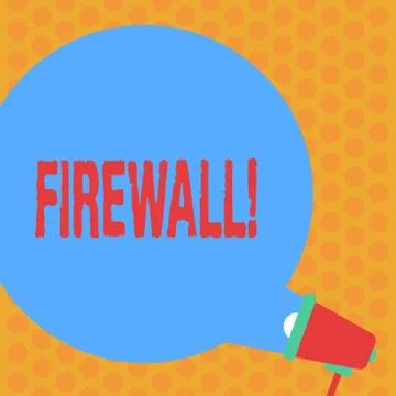 Writing note showing Firewall. Business photo showcasing Malware protection Stockillustratie
