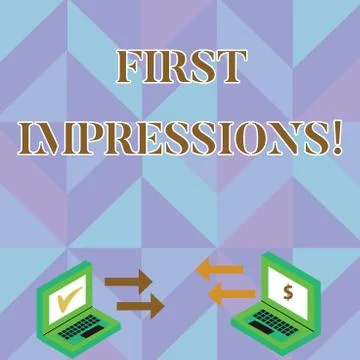 Writing note showing First Impressions. Business photo showcasing idea feelin 스톡 일러스트