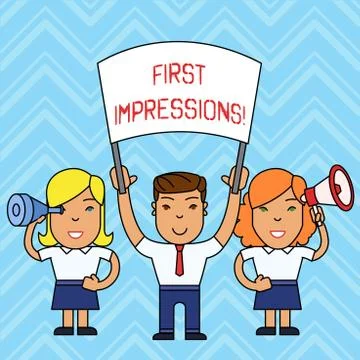 Writing note showing First Impressions. Business photo showcasing first Stock Illustration
