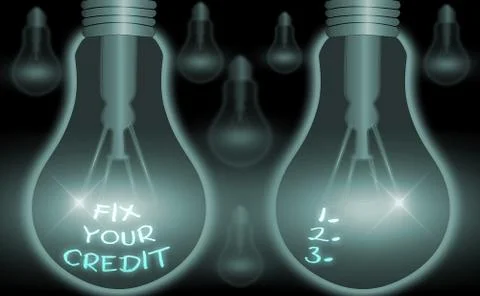 Writing note showing Fix Your Credit. Business photo showcasing improve or Illustrazione stock