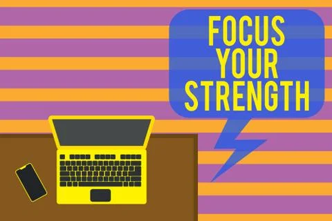 Writing note showing Focus Your Strength. Business photo showcasing Improve 스톡 일러스트