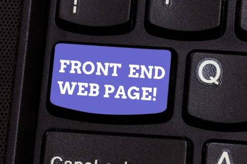 Writing note showing Front End Web Page. Business photo showcasing Converting Foto stock