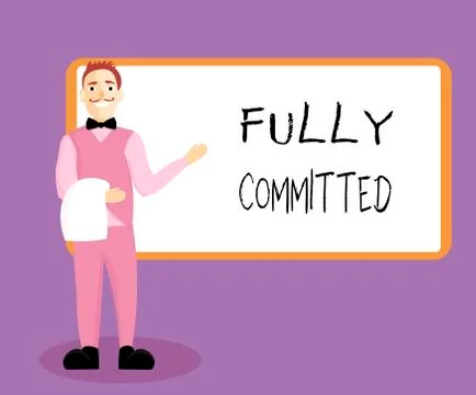 Writing note showing Fully Committed. Business photo showcasing Extremely agreed Illustrazione stock