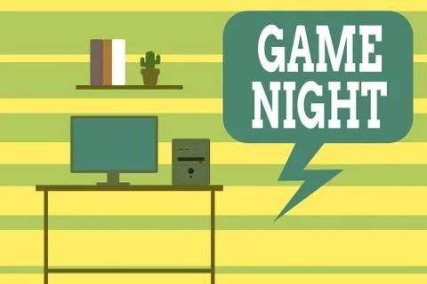 Writing note showing Game Night. Business photo showcasing event in which folks Stockillustratie