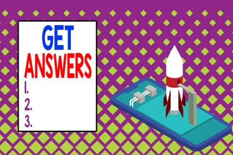 Writing note showing Get Answers. Business photo showcasing to get a reply or Stock Illustration