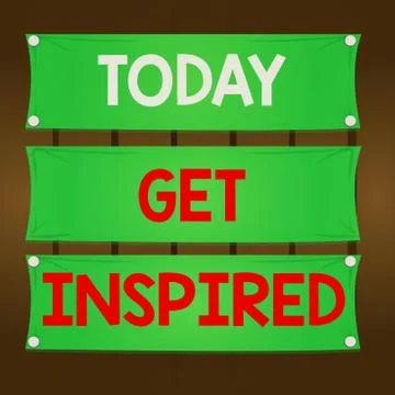 Writing note showing Get Inspired. Business photo showcasing make someone have a Stock Illustration