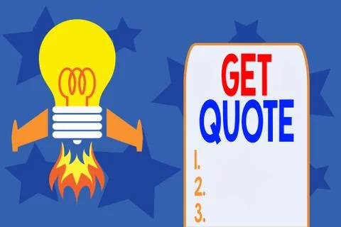 Writing note showing Get Quote. Business photo showcasing the most recent price Illustration