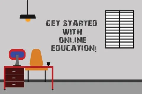 Writing note showing Get Started With Online Education. Business photo 스톡 일러스트