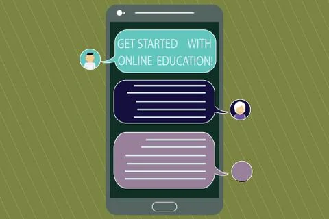 Writing note showing Get Started With Online Education. Business photo Illustrazione stock