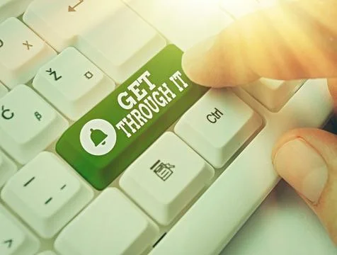 Writing note showing Get Through It. Business photo showcasing enourage someone Stock Photos