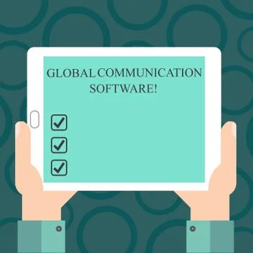 Writing note showing Global Communication Software. Business photo showcasing Ilustração Stock