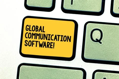 Writing note showing Global Communication Software. Business photo showcasing Foto stock