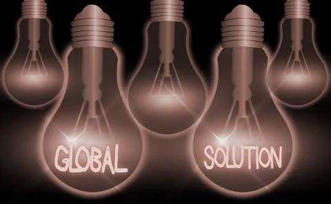 Writing note showing Global Solution. Business photo showcasing prototypes that Stock Illustration