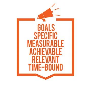 Writing note showing Goals Specific Measurable Achievable Relevant Time Bound Stock Illustration