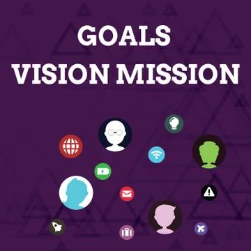 Writing note showing Goals Vision Mission. Business photo showcasing practical イラスト素材